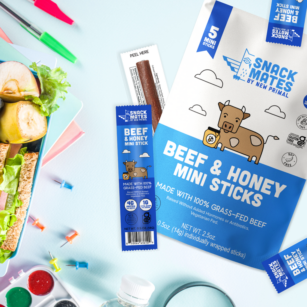 Snack Mates Beef & Honey Mini Meat Sticks, (8 Bags , 40 Mini-Sticks)