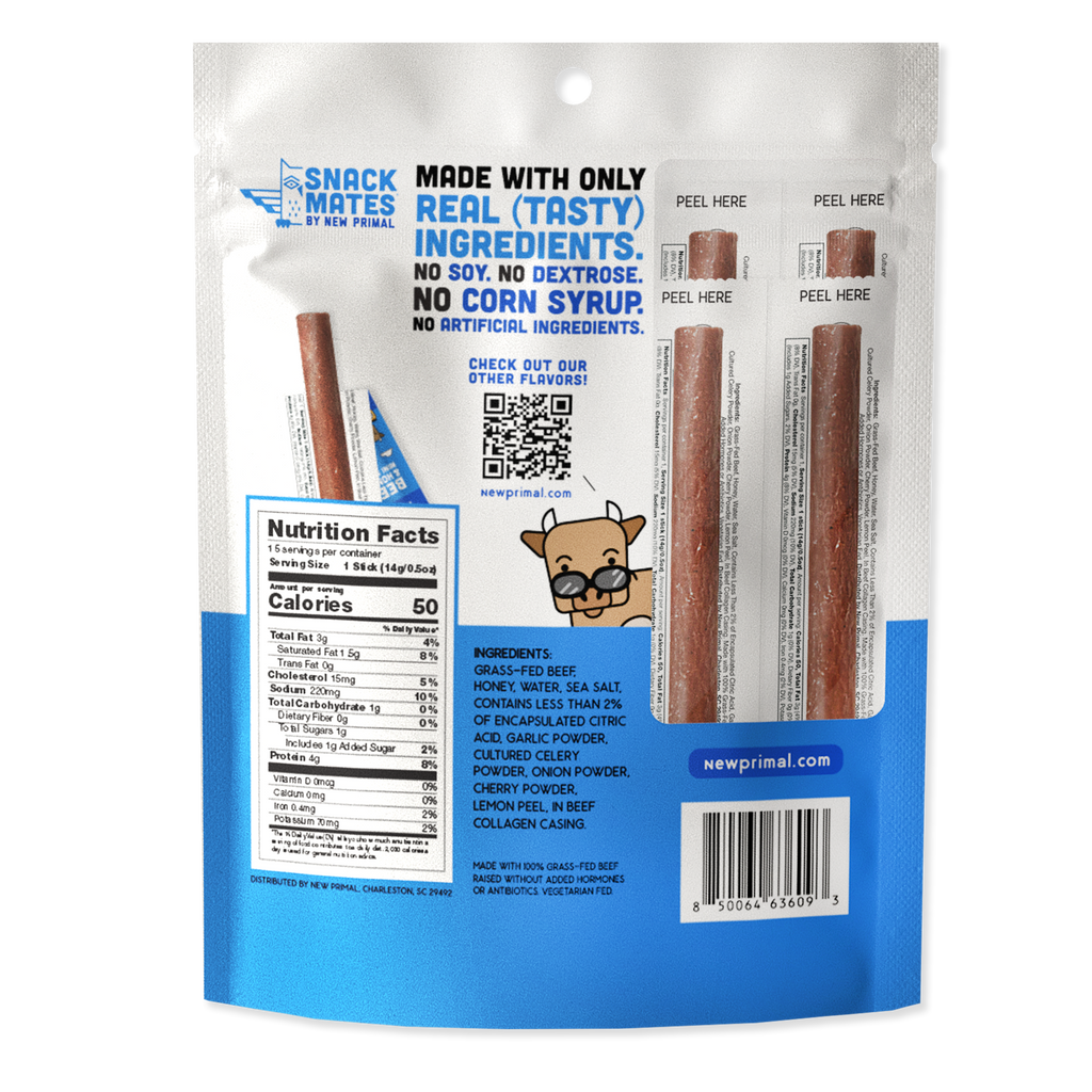 Snack Mates Beef & Honey Mini Meat Sticks Value Pack (15 Mini-Sticks)