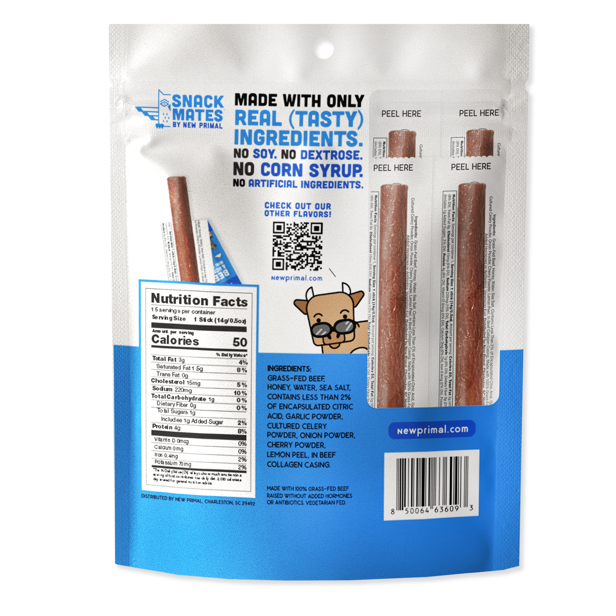 Snack Mates Beef & Honey Mini Meat Sticks Value Pack (15 Mini-Sticks)