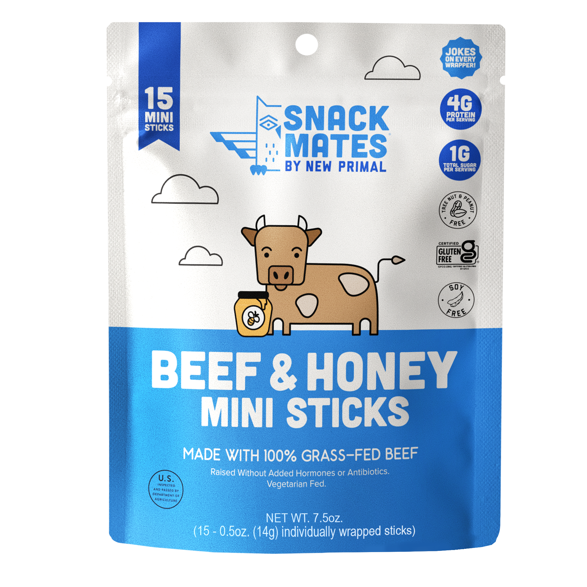 Snack Mates Beef & Honey Mini Meat Sticks Value Pack (15 Mini-Sticks)