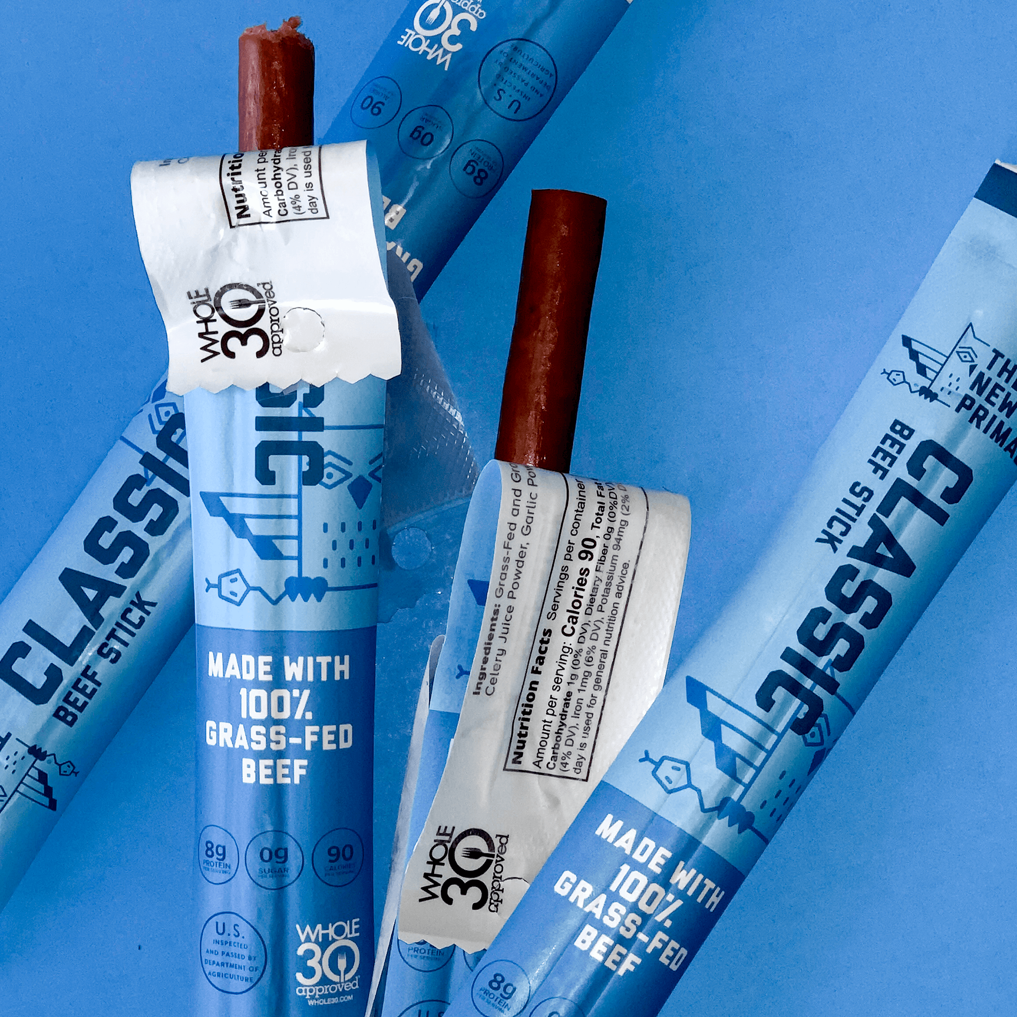 Classic Beef Meat Sticks, 100% Grass-Fed Beef, Zero Sugar (5 Sticks)