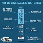 Classic Beef Meat Sticks, 100% Grass-Fed Beef, Zero Sugar (20 Sticks)