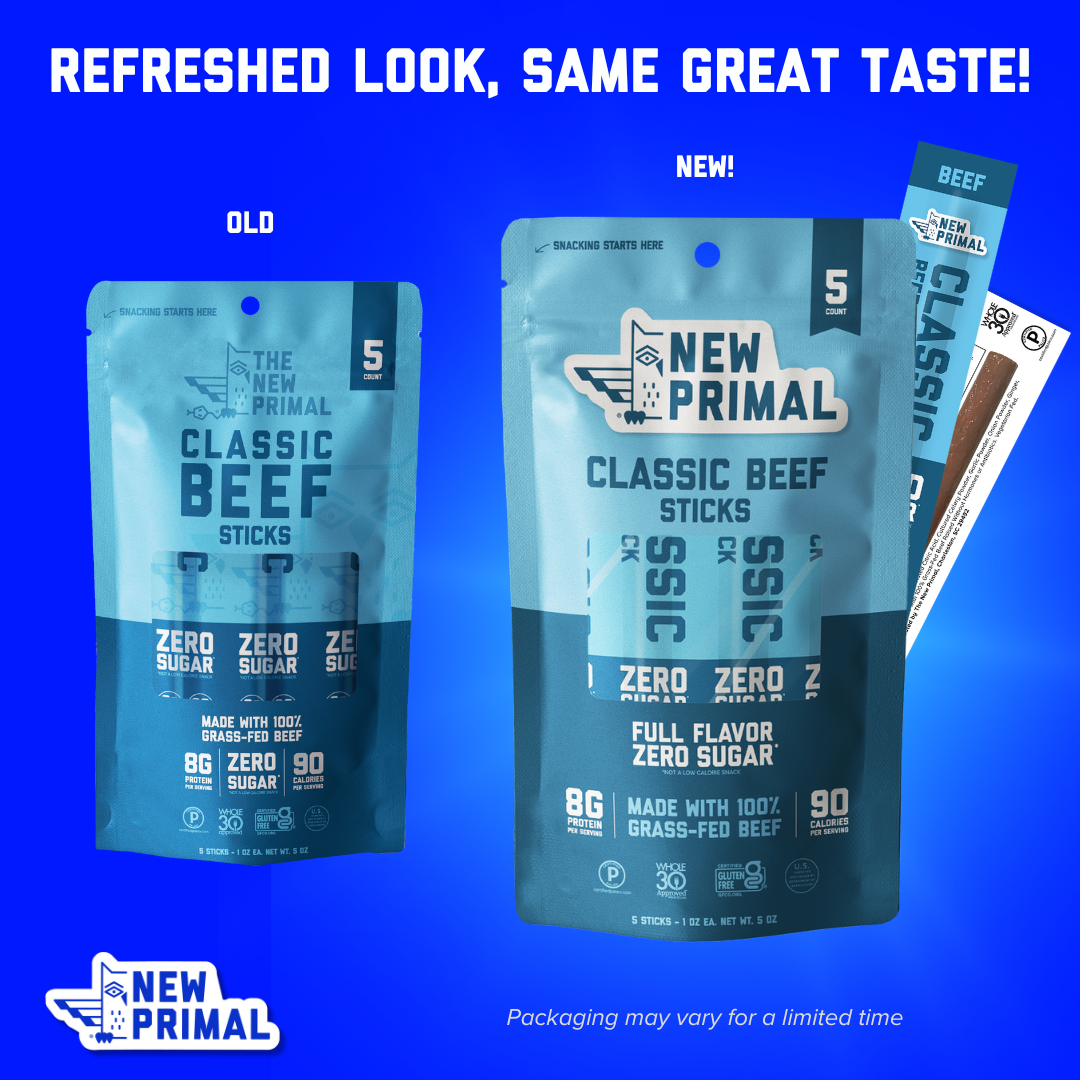 Classic Beef Meat Sticks, 100% Grass-Fed Beef, Zero Sugar (5 Sticks)