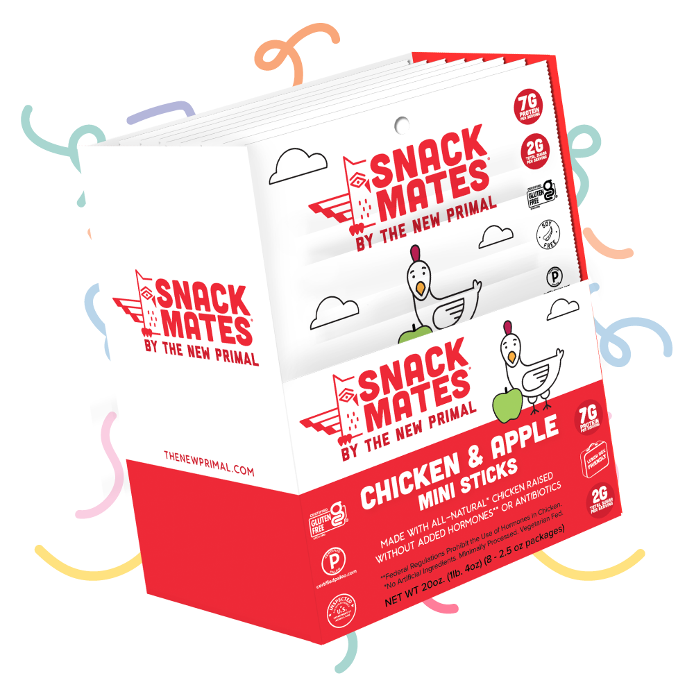 Snack Mates Chicken and Apple Mini Meat Sticks, All-Natural Chicken (8 Packs, 40 Mini-Sticks)