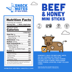 Snack Mates Beef & Honey Mini Meat Sticks, (8 Bags , 40 Mini-Sticks)