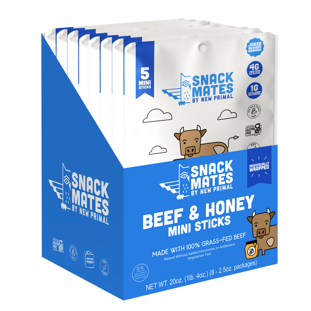 Snack Mates Beef & Honey Mini Meat Sticks, (8 Bags , 40 Mini-Sticks)