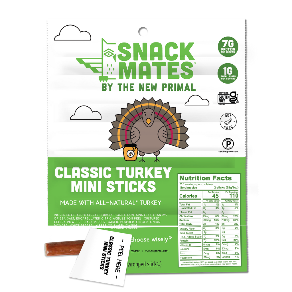 Snack Mates Classic Turkey Mini Meat Sticks, All-Natural Turkey (8 Packs, 40 Mini-Sticks)