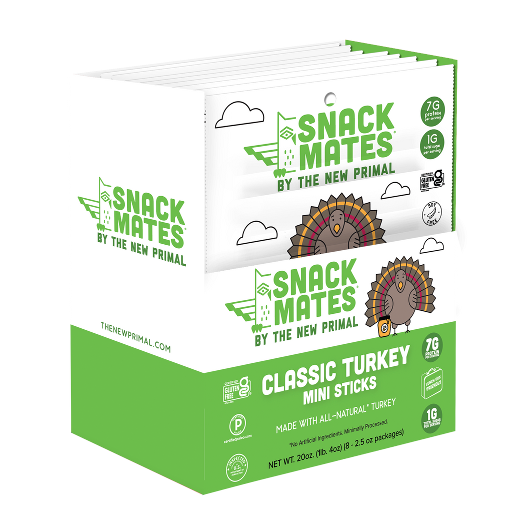 Snack Mates Classic Turkey Mini Meat Sticks, All-Natural Turkey (8 Packs, 40 Mini-Sticks)