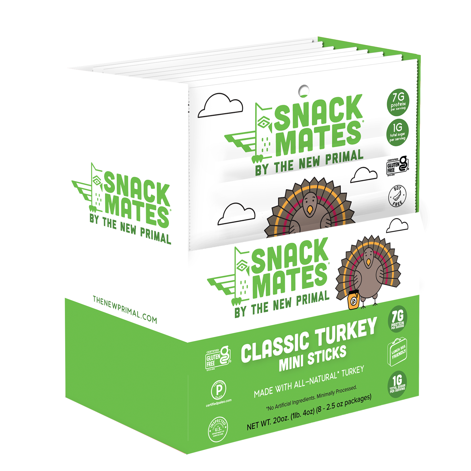 Snack Mates Classic Turkey Mini Meat Sticks, All-Natural Turkey (8 Packs, 40 Mini-Sticks)