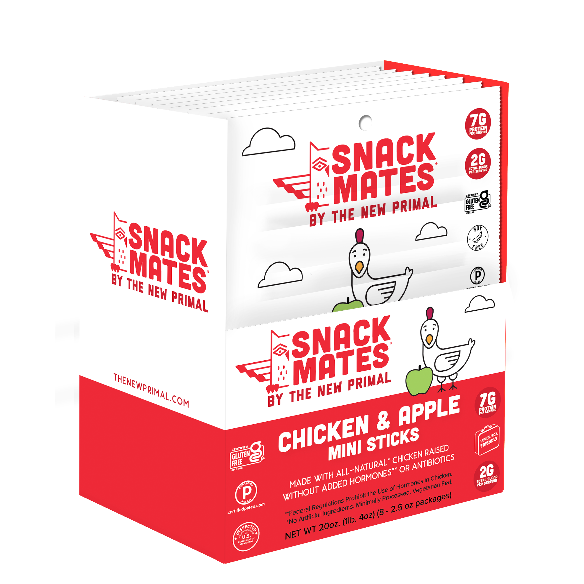 Snack Mates Chicken and Apple Mini Meat Sticks, All-Natural Chicken (8 Packs, 40 Mini-Sticks)
