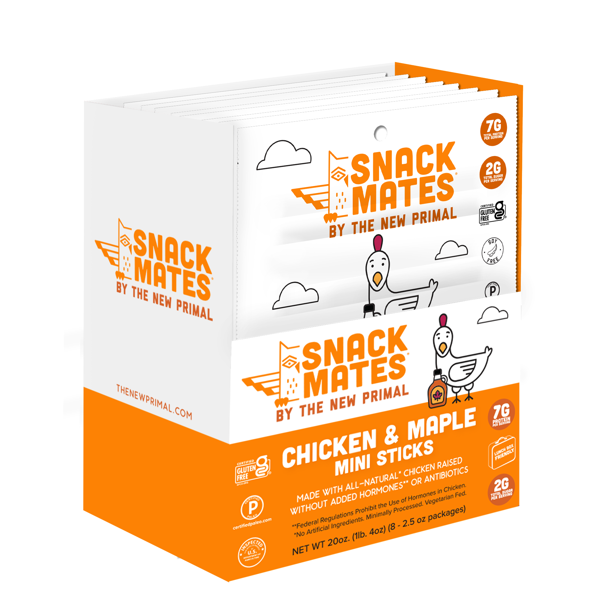 Snack Mates Chicken & Maple Mini Meat Sticks, All-Natural Chicken (8 Packs, 40 Mini-Sticks)