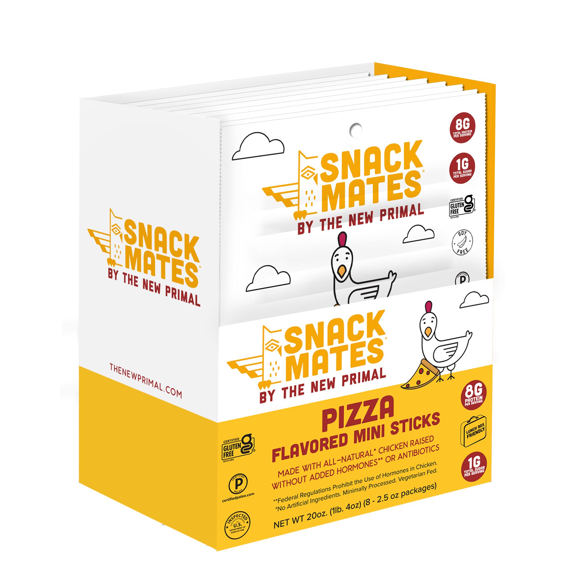 Snack Mates Chicken Pizza Mini Meat Sticks, All-Natural Chicken (8 Packs, 40 Mini-Sticks)