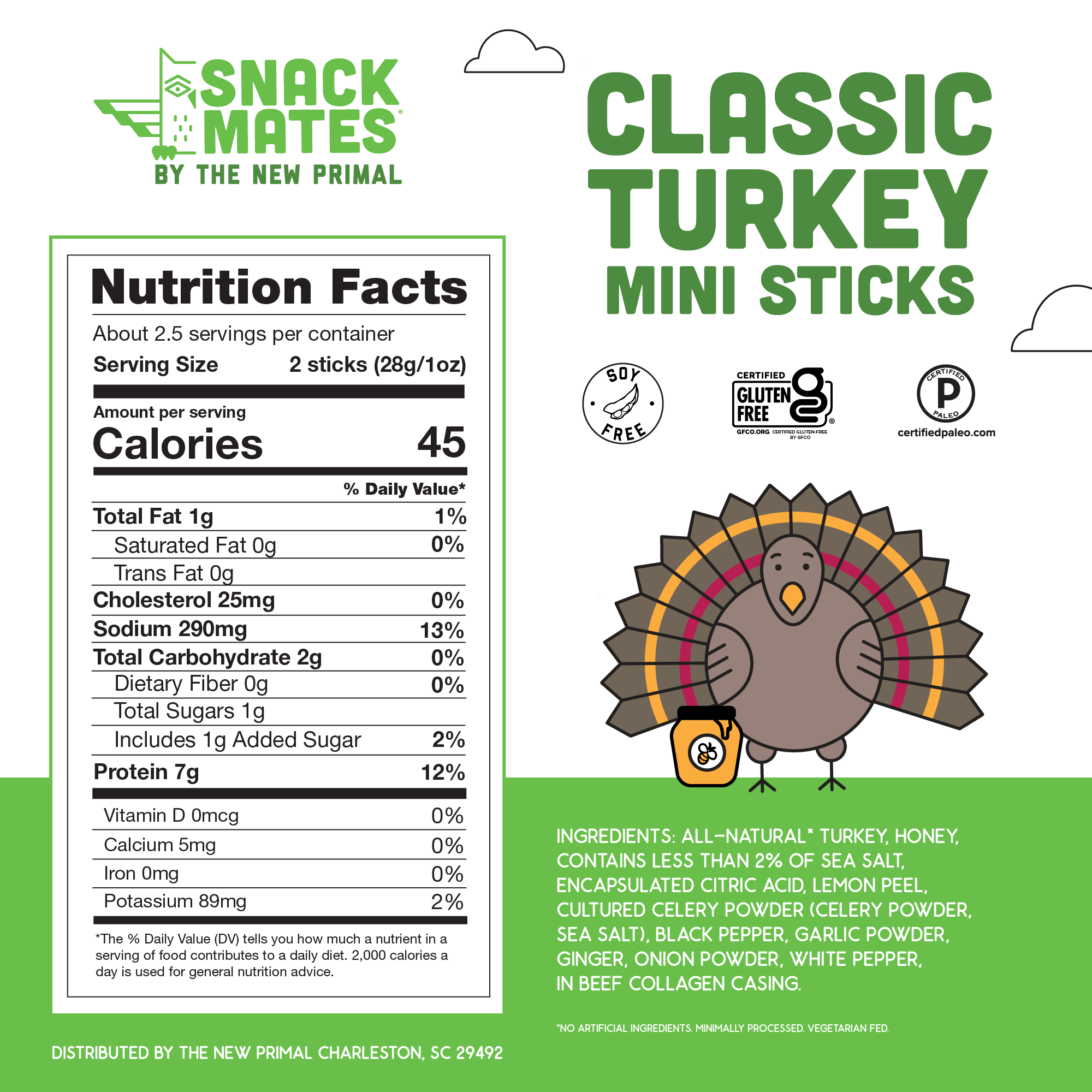 Snack Mates Classic Turkey Mini Meat Sticks, All-Natural Turkey (8 Packs, 40 Mini-Sticks)