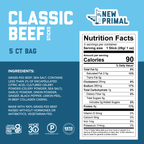 Classic Beef Meat Sticks, 100% Grass-Fed Beef, Zero Sugar (5 Sticks)
