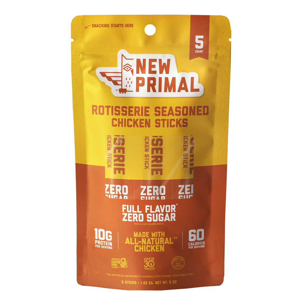 Rotisserie Seasoned Chicken Sticks, All-Natural Chicken, Zero Sugar (5 Sticks)