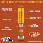 Rotisserie Seasoned Chicken Sticks, All-Natural Chicken, Zero Sugar (5 Sticks)
