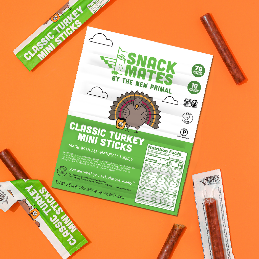 Snack Mates Classic Turkey Mini Meat Sticks, All-Natural Turkey (8 Packs, 40 Mini-Sticks)
