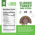 Snack Mates Turkey Mini Meat Sticks Value Pack, All-Natural Turkey (15 Mini-Sticks)